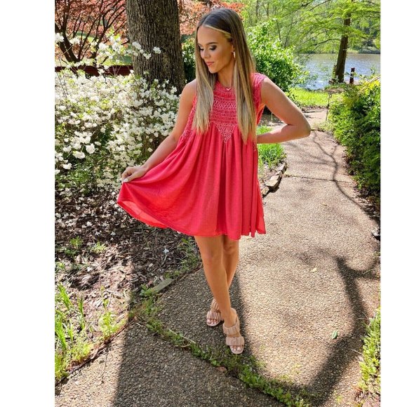 FREE PEOPLE Sea Breeze Tunic Tank Top in Coral BRAND NEW W/TAGS $128 MSRP - Picture 4 of 11